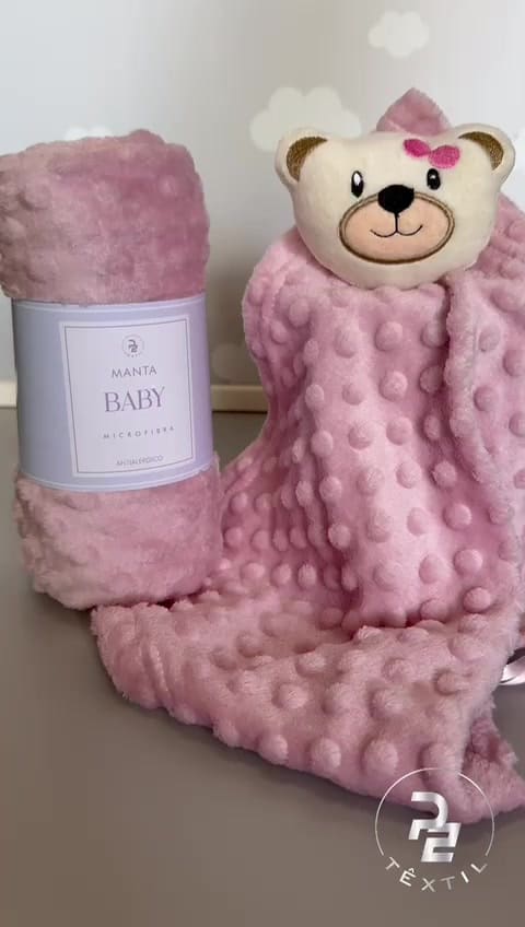 Kit Manta + Naninha Bebê Fleece Pipoquinha | Super Macio e Quentinho