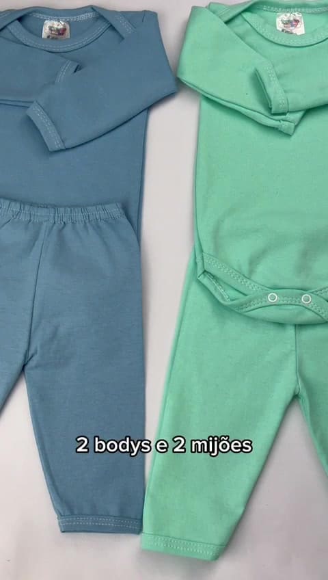 kit 4 peças mijão calça e body manga longa infantil bebe masculino e feminino